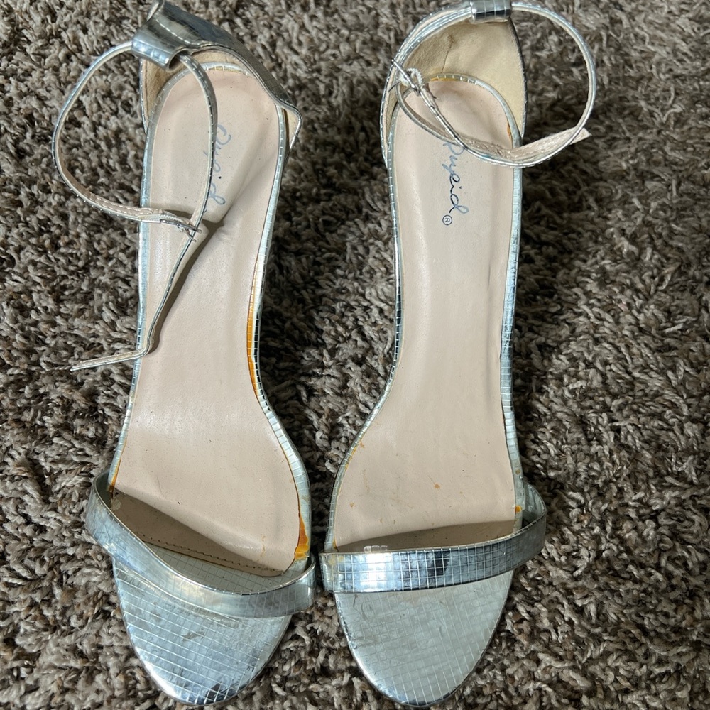 Silver Strappy Heels